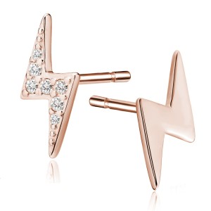 Cercei argint placati cu aur roz fulger cu pietre DiAmanti Z1702ERG-DIA (Argint 925‰ 0,8 g.)